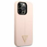 Guess GUHCP14LSLTGP Pink Silicone Triangle Kryt iPhone 14 Pro