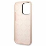 Guess GUHCP14LSLTGP Pink Silicone Triangle Kryt iPhone 14 Pro