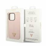 Guess GUHCP14LSLTGP Pink Silicone Triangle Kryt iPhone 14 Pro