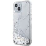 Guess GUHCP14SLCSGSGH White Hardcase Liquid Glitter Marble Kryt iPhone 14