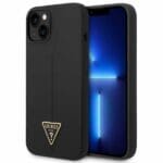 Guess GUHCP14SSLTGK Black Silicone Triangle Kryt iPhone 14