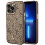Guess GUHCP14XHG4SHW Brown Hardcase 4G Vintage Gold Logo Kryt iPhone 14 Pro Max