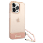 Guess GUHCP14XHGCOHP Pink Translucent Pearl Strap Kryt iPhone 14 Pro Max