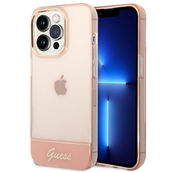Guess GUHCP14XHGCOP Pink Translucent Kryt iPhone 14 Pro Max