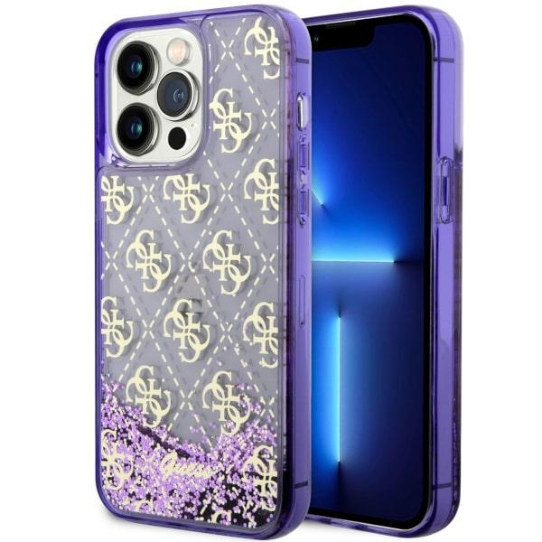 Guess GUHCP14XLC4PSGU Purple Hardcase Liquid Glitter 4G Transparent Kryt iPhone 14 Pro Max
