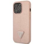 Guess GUHCP14XPSATLP Pink SaffianoTriangle Logo Kryt iPhone 14 Pro Max