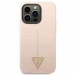 Guess GUHCP14XSLTGP Pink Silicone Triangle Kryt iPhone 14 Pro Max