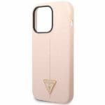 Guess GUHCP14XSLTGP Pink Silicone Triangle Kryt iPhone 14 Pro Max