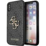 Guess GUHCPX4GMGGR Grey 4G Big Metal Logo Kryt iPhone XS/X