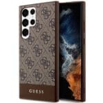 Guess GUHCS23LG4GLBR Brown 4G Stripe Collection Kryt Samsung S23 Ultra