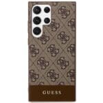 Guess GUHCS23LG4GLBR Brown 4G Stripe Collection Kryt Samsung S23 Ultra