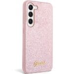 Guess GUHCS23MHGGSHP Pink Glitter Script Kryt Samsung S23 Plus