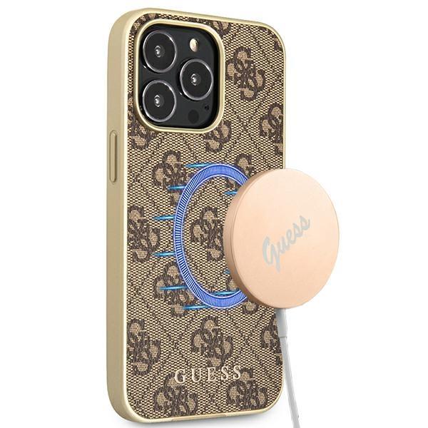 Guess GUHMP13LG4GB Brown 4G Collection Magsafe Kryt iPhone 13 Pro
