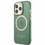 Guess GUHMP13LHTCMA Khaki Gold Outline Translucent MagSafe Kryt iPhone 13 Pro