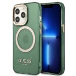 Guess GUHMP13LHTCMA Khaki Gold Outline Translucent MagSafe Kryt iPhone 13 Pro