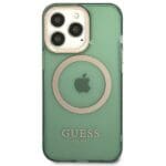 Guess GUHMP13LHTCMA Khaki Gold Outline Translucent MagSafe Kryt iPhone 13 Pro