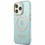 Guess GUHMP13LHTCMB Blue Gold Outline Translucent MagSafe Kryt iPhone 13 Pro