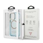 Guess GUHMP13LHTCMB Blue Gold Outline Translucent MagSafe Kryt iPhone 13 Pro