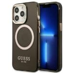 Guess GUHMP13LHTCMK Black Gold Outline Translucent MagSafe Kryt iPhone 13 Pro