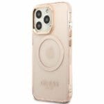 Guess GUHMP13LHTCMP Pink Gold Outline Translucent MagSafe Kryt iPhone 13 Pro