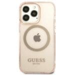 Guess GUHMP13LHTCMP Pink Gold Outline Translucent MagSafe Kryt iPhone 13 Pro