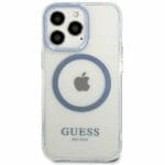 Guess GUHMP13LHTRMB Blue Metal Outline Magsafe Kryt iPhone 13 Pro