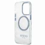 Guess GUHMP13LHTRMB Blue Metal Outline Magsafe Kryt iPhone 13 Pro