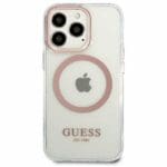Guess GUHMP13LHTRMP Pink Metal Outline Magsafe Kryt iPhone 13 Pro