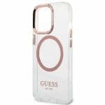 Guess GUHMP13LHTRMP Pink Metal Outline Magsafe Kryt iPhone 13 Pro