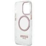 Guess GUHMP13LHTRMP Pink Metal Outline Magsafe Kryt iPhone 13 Pro