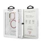 Guess GUHMP13LHTRMP Pink Metal Outline Magsafe Kryt iPhone 13 Pro