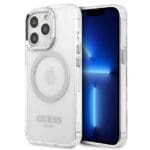 Guess GUHMP13LHTRMS Silver Metal Outline Magsafe Kryt iPhone 13 Pro