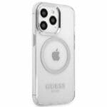Guess GUHMP13LHTRMS Silver Metal Outline Magsafe Kryt iPhone 13 Pro