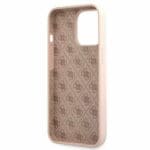 Guess GUHMP13LLSLMGLP Light Pink Silicone Script Gold Logo Magsafe Kryt iPhone 13 Pro