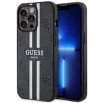 Guess GUHMP13LP4RPSK Black Hardcase 4G Printed Stripes MagSafe Kryt iPhone 13 Pro