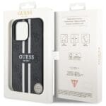 Guess GUHMP13LP4RPSK Black Hardcase 4G Printed Stripes MagSafe Kryt iPhone 13 Pro