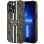 Guess GUHMP13LP4RPSW Brown Hardcase 4G Printed Stripes MagSafe Kryt iPhone 13 Pro