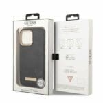Guess GUHMP13LSAPSTK Black Peony Logo Plate MagSafe Kryt iPhone 13 Pro