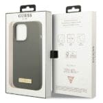 Guess GUHMP13LSPLG Grey Silicone Logo Plate MagSafe Kryt iPhone 13 Pro