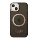 Guess GUHMP13MHTCMK iPhone 13 Black Hardcase Gold Outline Translucent MagSafe Kryt iPhone 13