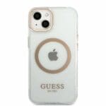 Guess GUHMP13MHTRMD Gold Metal Outline Magsafe Kryt iPhone 13