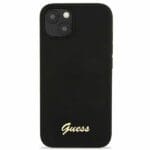 Guess GUHMP13MLSLMGBK Black Silicone Script Gold Logo Kryt iPhone 13