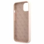 Guess GUHMP13MLSLMGLP Light Pink Silicone Script Gold Logo Magsafe Kryt iPhone 13