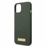 Guess GUHMP13MSBPLA Khaki Silicone Logo Plate MagSafe Kryt iPhone 13
