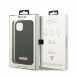 Guess GUHMP13MSBPLA Khaki Silicone Logo Plate MagSafe Kryt iPhone 13