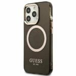 Guess GUHMP13XHTCMK Black Gold Outline Translucent MagSafe Kryt iPhone 13 Pro Max