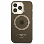 Guess GUHMP13XHTCMK Black Gold Outline Translucent MagSafe Kryt iPhone 13 Pro Max