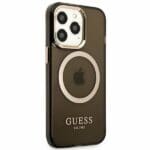 Guess GUHMP13XHTCMK Black Gold Outline Translucent MagSafe Kryt iPhone 13 Pro Max