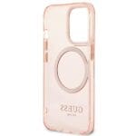 Guess GUHMP13XHTCMP Pink Hardcase Gold Outline Translucent MagSafe Kryt iPhone 13 Pro Max