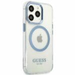 Guess GUHMP13XHTRMB Blue Metal Outline Magsafe Kryt iPhone 13 Pro Max